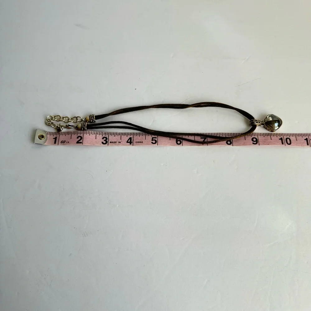Brighton Venus Necklace Swarovski Crystal Pendant Olive Double Cord Silver Tone - Picture 10 of 11